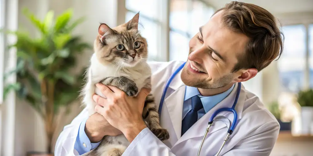 A VET WITH A CAT